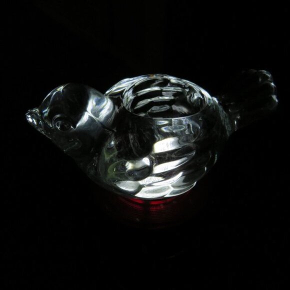 CRYSTAL BIRD GLASS VOITIVE HOLDER Made USA [Heavy over 1.5 lbs] - Picture 8 of 9
